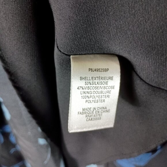 Parker Dress Women 6 Black Floral Silk Blend Pleated Evanna V-Neck Asymmetrical - Picture 7 of 16